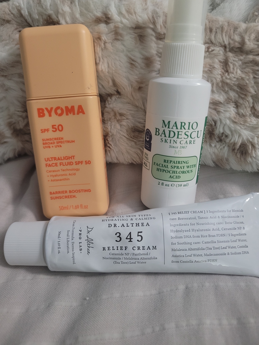 Byoma SPF 50 Mario Badescu Hypochlorous Spray Dr Althea 345 Relief Cream Bundle